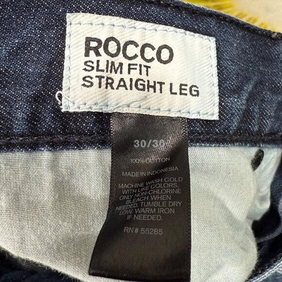 Express Jeans Mens Size 30x30 Blue Rocco Slim Fit Straight Leg Distressed Denim - Picture 4 of 10